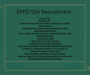 EPFO SSA RECRUITMENT 2023